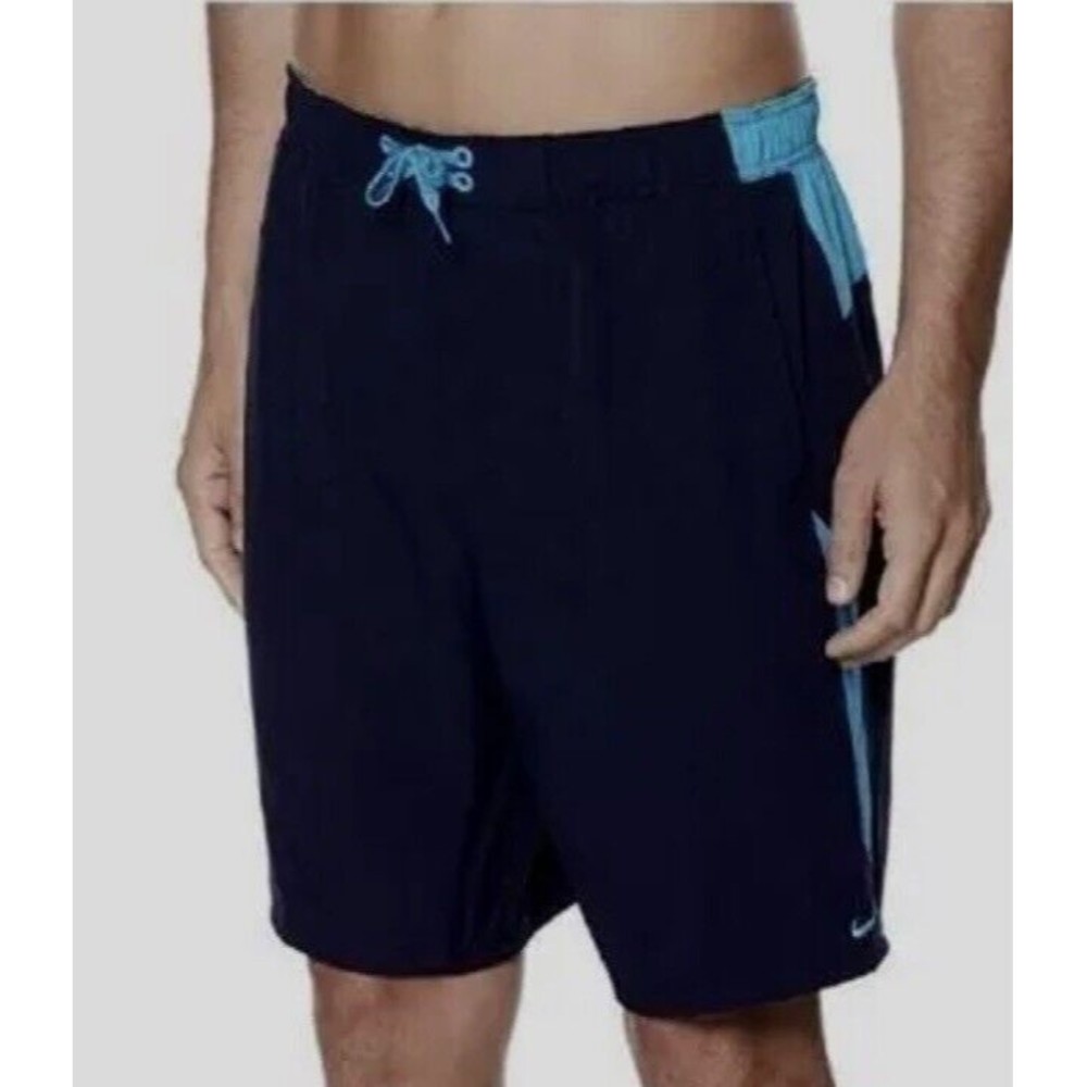 Nike Swim Trunks Men's Size Large Board Shorts 9" Volley Blue NESS8420 Pockets